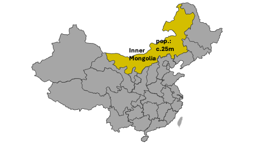 Map highlighting Inner Mongolia region and population